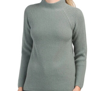 NWT Vince Wool Cashmere Mock Neck Ribbed Pullover Knit Sweater Size M